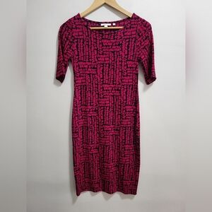 Chico's Slinky Knit Acetate Knee Length Printed Short Sleeve Dress Size 00 / XS